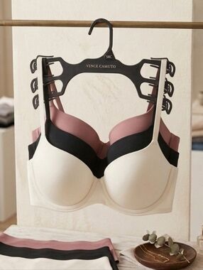 Vince Camuto Size 36C Women's Intimates Set - Black, Mauve, Cream Push Up Bras
